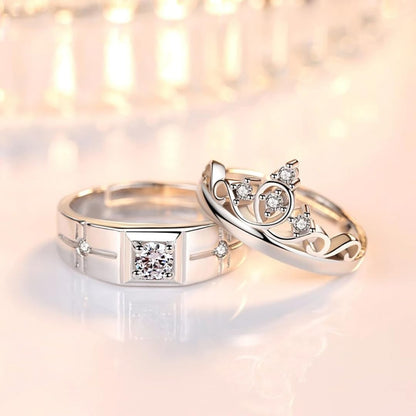 Anel/Aliança King and Queen - Prata 925 - imagem 5