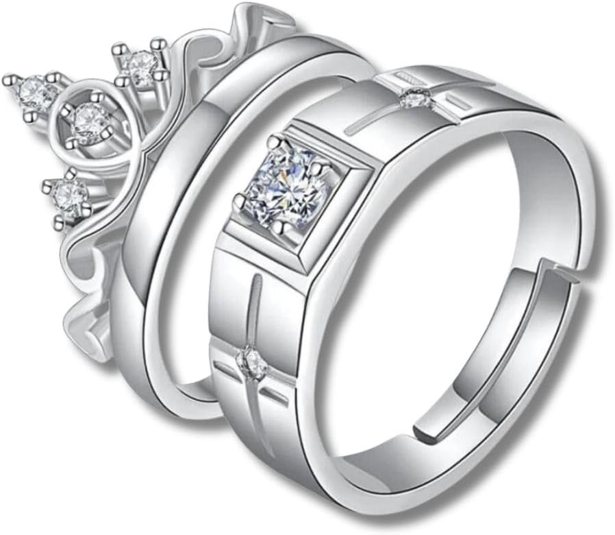 Anel/Aliança King and Queen - Prata 925 - imagem 1
