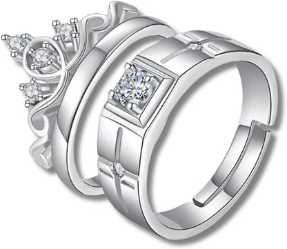 Anel/Aliança King and Queen - Prata 925 - imagem 1