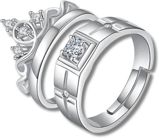 Anel/Aliança King and Queen - Prata 925 - imagem 1